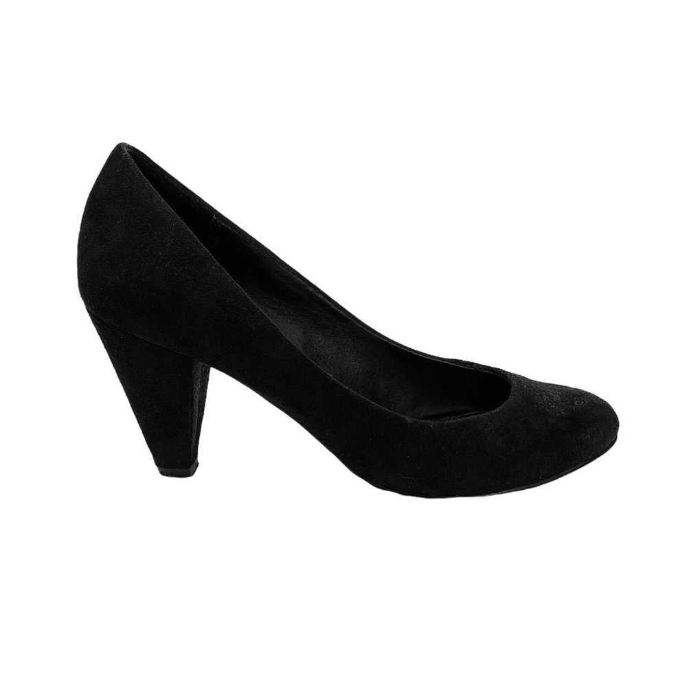 Aldo Black Pumps High Heels Closed Toe Suede Slip On Shoe Size 6 Almond Toe